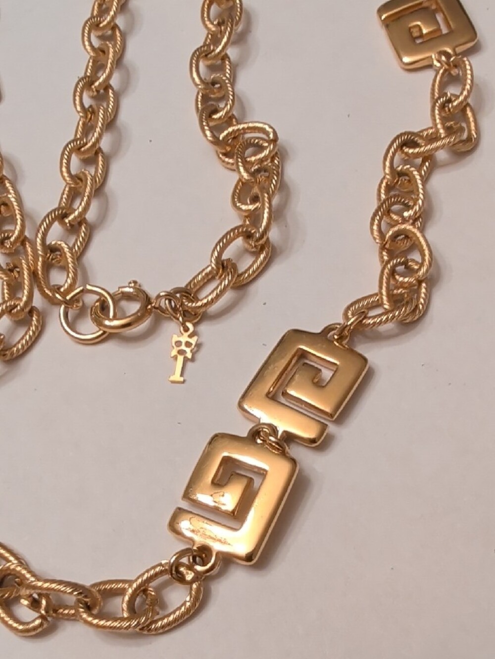 Trifari Gold Greek Key Extra Long Chunky Necklace - Picture 2 of 8
